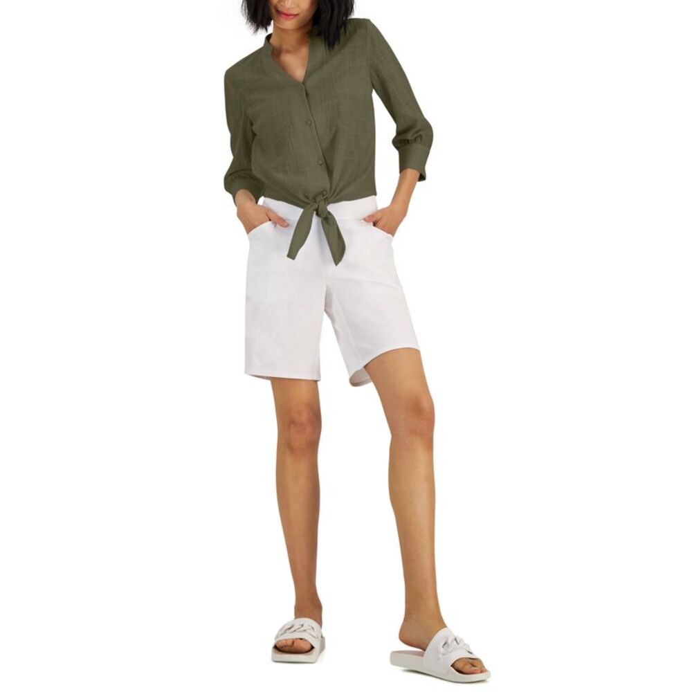 INC International Concepts Womens Tie Hem Button Down Top